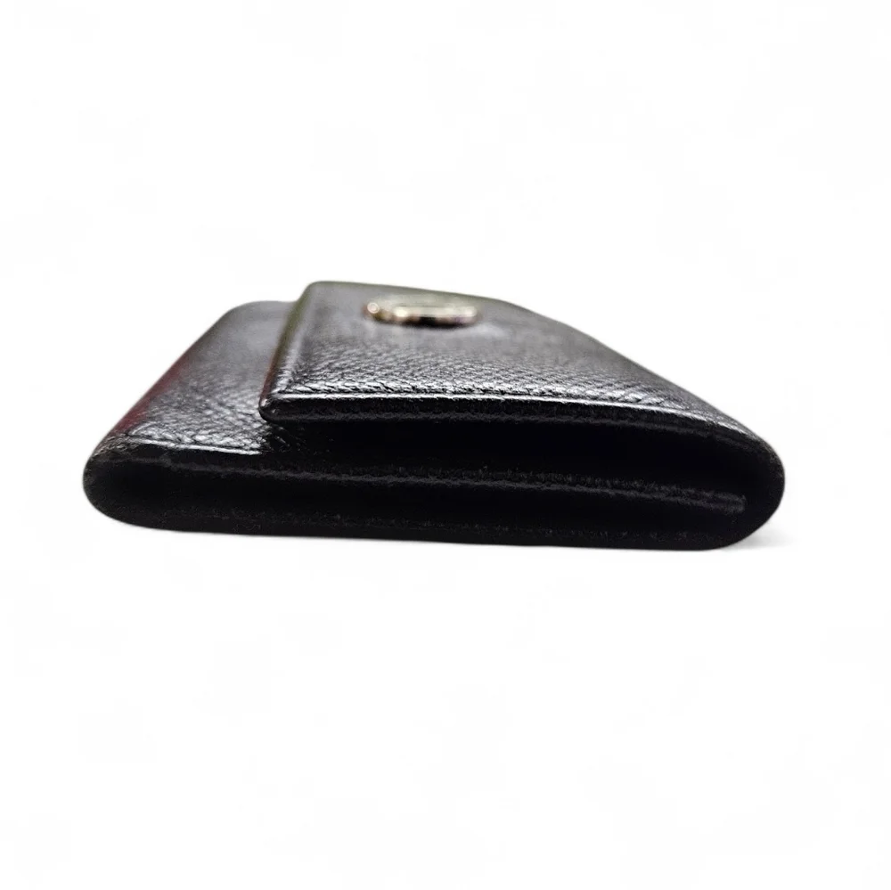 BVLGARI Leather Keyholder Wallet In Black Leather And Silver